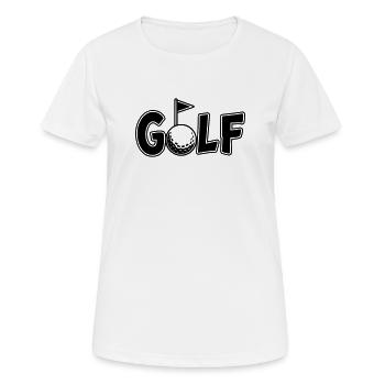 Lettrage de golf avec balle de golf et drapeau de golf - T-shirt respirant Femme - blanc - Devant - AI Model Female 172 dark (172cm)