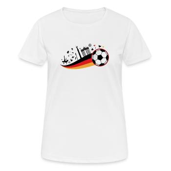 Design du supporter de football allemand – Noir rouge or - T-shirt respirant Femme - blanc - Devant - AI Model Female 172 dark (172cm)