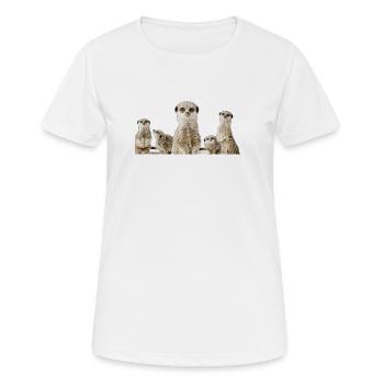 Erdmännchen Familie - Frauen T-Shirt atmungsaktiv - Weiß - Vorne - AI Model Female 172 dark (172cm)