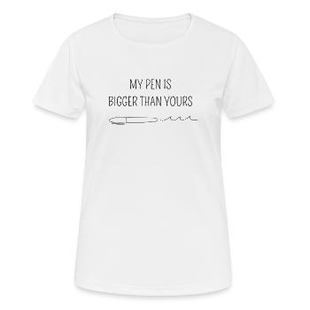 My pen is bigger than yours - T-shirt respirant Femme - blanc - Devant - AI Model Female 172 dark (172cm)