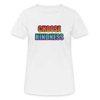Gay Pride Regenbogen Wählen Sie Freundlichkeit Typografie - Frauen T-Shirt atmungsaktiv - Weiß - Vorne - AI Model Female 172 dark (172cm)