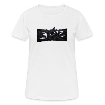 Black cat in the shade - Women's Breathable T-Shirt - white - Front - AI Model Female 172 dark (172cm)