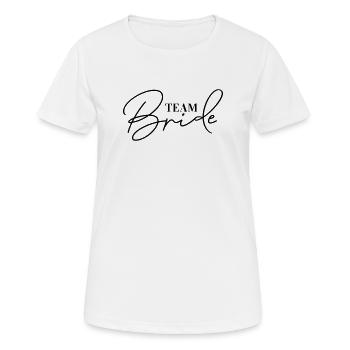 Accessoires pour la soirée de jeune fille de l’équipe Mariée - T-shirt respirant Femme - blanc - Devant - AI Model Female 172 dark (172cm)
