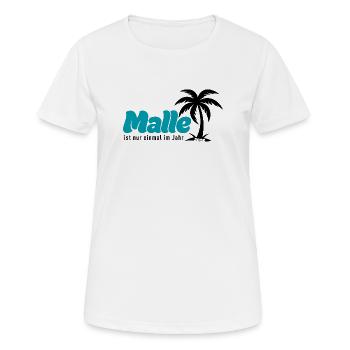 Malle Palmen Strand Vibe - türkis 2026 - Frauen T-Shirt atmungsaktiv - Weiß - Vorne - AI Model Female 172 dark (172cm)