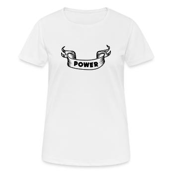 Banner text with the word power 'POWER' - Women's Breathable T-Shirt - white - Front - AI Model Female 172 dark (172cm)