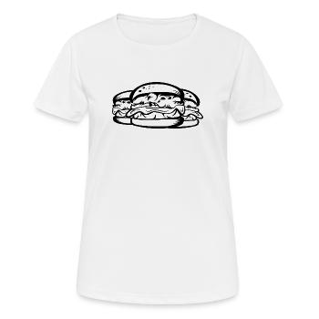 Burger Icône Symbole Illustration Graphique Alimentaire Logo - T-shirt respirant Femme - blanc - Devant - AI Model Female 172 dark (172cm)
