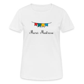 MERCI. MAÎTRESSE. MAÎTRE. MERCI MAÎTRESSE - T-shirt respirant Femme - blanc - Devant - AI Model Female 172 dark (172cm)