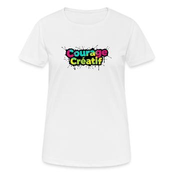 Courage Créatif Bunte Typografie - Frauen T-Shirt atmungsaktiv - Weiß - Vorne - AI Model Female 172 dark (172cm)