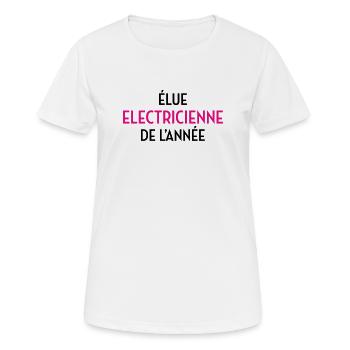 Élue Électricienne de l'Année : La Reine des Watts - T-shirt respirant Femme - blanc - Devant - AI Model Female 172 dark (172cm)