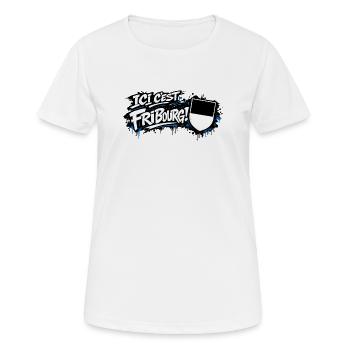 ICI C’EST FRIBOURG - T-shirt respirant Femme - blanc - Devant - AI Model Female 172 dark (172cm)