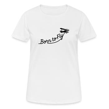 Geboren zum Fliegen - Frauen T-Shirt atmungsaktiv - Weiß - Vorne - AI Model Female 172 dark (172cm)