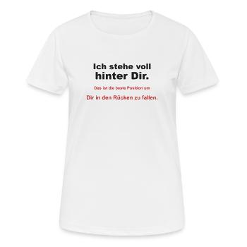 Ich stehe voll hinter Dir – Rückenwitz - Frauen T-Shirt atmungsaktiv - Weiß - Vorne - AI Model Female 172 dark (172cm)