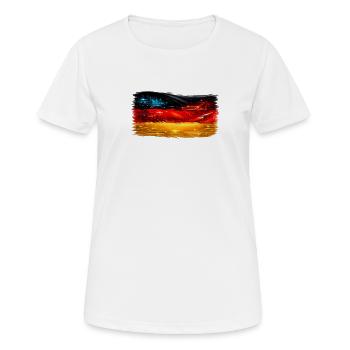 Tech-Circuit Neon Nebel Deutschland flagge - Frauen T-Shirt atmungsaktiv - Weiß - Vorne - AI Model Female 172 dark (172cm)
