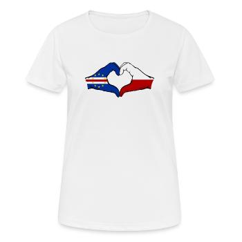 Drapeau du Cap-Vert Pologne Mains en forme de cœur - T-shirt respirant Femme - blanc - Devant - AI Model Female 172 dark (172cm)