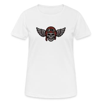 Logo de l’aile de crâne de motard - T-shirt respirant Femme - blanc - Devant - AI Model Female 172 dark (172cm)