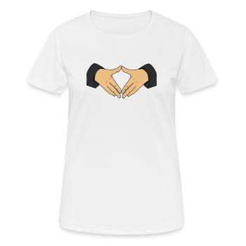 Diamond Hand Gesture – Merkel Hands Symbolic Gesture - Women's Breathable T-Shirt - white - Front - AI Model Female 172 dark (172cm)