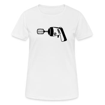 Phaser trifft Mixer – Lustiges Geek & Koch - Frauen T-Shirt atmungsaktiv - Weiß - Vorne - AI Model Female 172 dark (172cm)