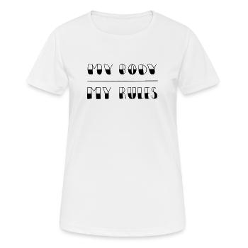 Mon corps - Mes règles - T-shirt respirant Femme - blanc - Devant - AI Model Female 172 dark (172cm)