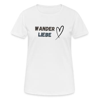Schriftzug Wanderliebe und Herz, schlicht - Frauen T-Shirt atmungsaktiv - Weiß - Vorne - AI Model Female 172 dark (172cm)
