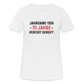 Millésime 1956 – 70 ans parfaitement maturé - T-shirt respirant Femme - blanc - Devant - AI Model Female 172 dark (172cm)