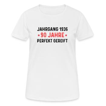 Millésime 1936 – 90 ans parfaitement maturé - T-shirt respirant Femme - blanc - Devant - AI Model Female 172 dark (172cm)