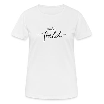 mein Held - Frauen T-Shirt atmungsaktiv - Weiß - Vorne - AI Model Female 172 dark (172cm)
