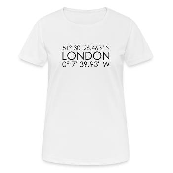 London Koordinaten - Frauen T-Shirt atmungsaktiv - Weiß - Vorne - AI Model Female 172 dark (172cm)