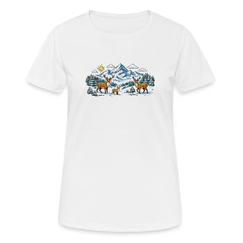 Berge Wald Reh Panorama - Frauen T-Shirt atmungsaktiv - Weiß - Vorne - AI Model Female 172 dark (172cm)