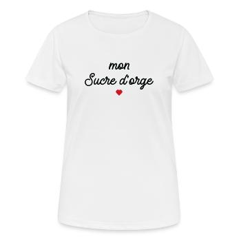 Mon Sucre d'Orge Script Cœur Rouge - T-shirt respirant Femme - blanc - Devant - AI Model Female 172 dark (172cm)