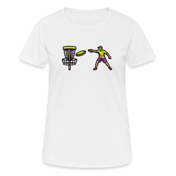 Graphique du lancer du joueur de disc golf - T-shirt respirant Femme - blanc - Devant - AI Model Female 172 dark (172cm)