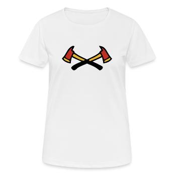 Gekreuzte Feuerwehraexte Logo - Frauen T-Shirt atmungsaktiv - Weiß - Vorne - AI Model Female 172 dark (172cm)