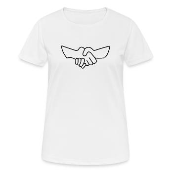 Hand shake -- ©roil - Frauen T-Shirt atmungsaktiv - Weiß - Vorne - AI Model Female 172 dark (172cm)