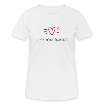 Donneur d'orgasmes - T-shirt respirant Femme - blanc - Devant - AI Model Female 172 dark (172cm)