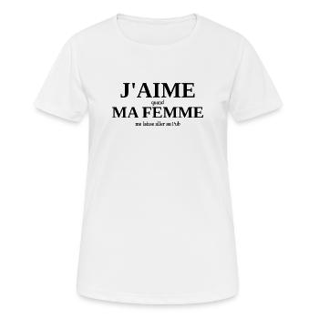 J'aime ma femme humour Pub (bar) - T-shirt respirant Femme - blanc - Devant - AI Model Female 172 dark (172cm)