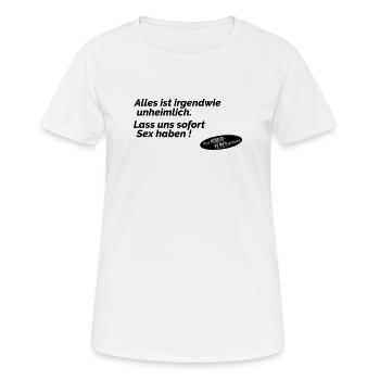 Sex aus Horrorfilmen gelernt - Frauen T-Shirt atmungsaktiv - Weiß - Vorne - AI Model Female 172 dark (172cm)