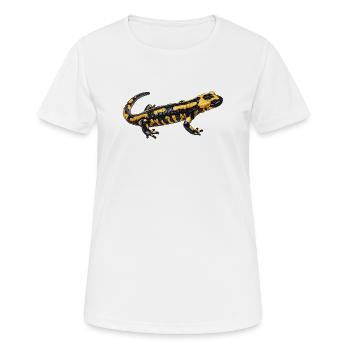 Motif de salamandre de feu jaune noire - T-shirt respirant Femme - blanc - Devant - AI Model Female 172 dark (172cm)