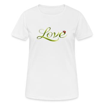 Love Schrift aus Grashalm mit Marienkäfer - Frauen T-Shirt atmungsaktiv - Weiß - Vorne - AI Model Female 172 dark (172cm)