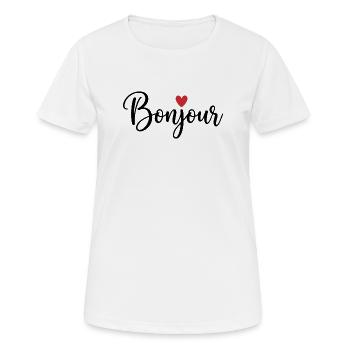 Bonjour with Love Heart in French France - Frauen T-Shirt atmungsaktiv - Weiß - Vorne - AI Model Female 172 dark (172cm)