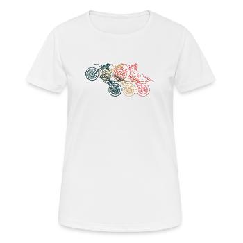 Art au trait du triptyque de moto - T-shirt respirant Femme - blanc - Devant - AI Model Female 172 dark (172cm)
