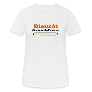 Bientôt grand frere - T-shirt respirant Femme - blanc - Devant - AI Model Female 172 dark (172cm)