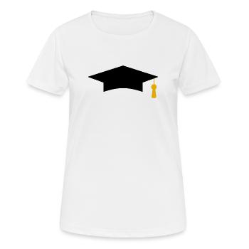 Casquette de remise des diplômes - T-shirt respirant Femme - blanc - Devant - AI Model Female 172 dark (172cm)