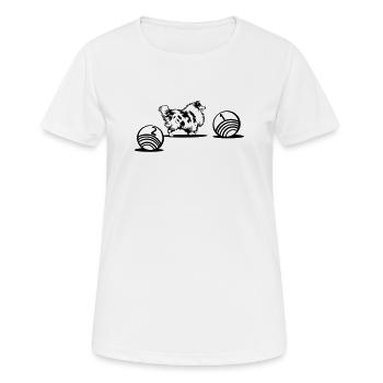 Collie à poil long Driftball Sport (teintur) - T-shirt respirant Femme - blanc - Devant - AI Model Female 172 dark (172cm)