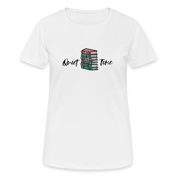 Lebendiger Stapel von Bücherillustrationen - Frauen T-Shirt atmungsaktiv - Weiß - Vorne - AI Model Female 172 dark (172cm)