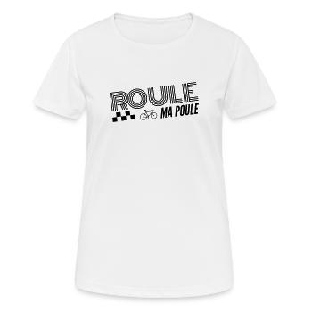 Roule ma poule / cyclisme  - T-shirt respirant Femme - blanc - Devant - AI Model Female 172 dark (172cm)