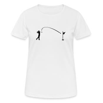 Joueur de golf frappe balle dans le trou fréquence cardiaque, cardio - T-shirt respirant Femme - blanc - Devant - AI Model Female 172 dark (172cm)