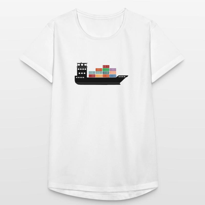 Seecontainerschiff oder Boot mit Containern Frauen T-Shirt atmungsaktiv