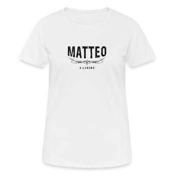 MATTEO A LEGEND verziert - Frauen T-Shirt atmungsaktiv - Weiß - Vorne - AI Model Female 172 dark (172cm)