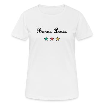 HAPPY NEW YEAR. NEW YEAR'S EVE. NEW YEAR - Women's Breathable T-Shirt - white - Front - AI Model Female 172 dark (172cm)