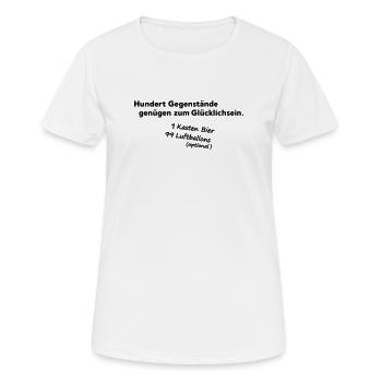 100 Gegenstaende - Frauen T-Shirt atmungsaktiv - Weiß - Vorne - AI Model Female 172 dark (172cm)