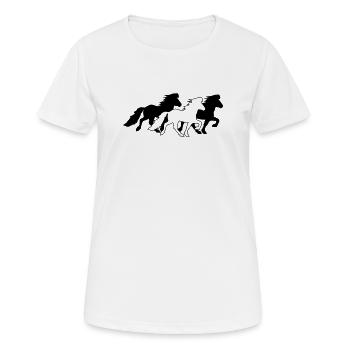3 noble Icelandic horses in tölt - Women's Breathable T-Shirt - white - Front - AI Model Female 172 dark (172cm)